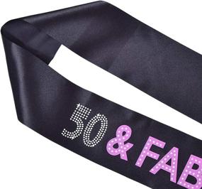 img 1 attached to 🎉 50 and Fabulous Birthday Sash: Stylish Black Satin Sash with White and Pink Lettering for Women and Men, Perfect Party Supplies, Decorations, and Gag Gift - 1 pc