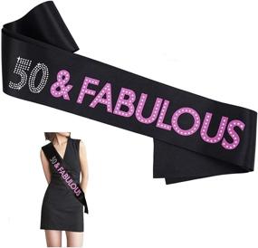 img 4 attached to 🎉 50 and Fabulous Birthday Sash: Stylish Black Satin Sash with White and Pink Lettering for Women and Men, Perfect Party Supplies, Decorations, and Gag Gift - 1 pc