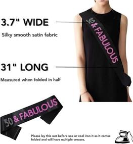 img 3 attached to 🎉 50 and Fabulous Birthday Sash: Stylish Black Satin Sash with White and Pink Lettering for Women and Men, Perfect Party Supplies, Decorations, and Gag Gift - 1 pc