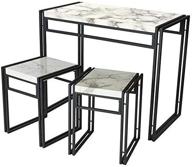 🍽️ stylish atlantic dining table set - gorgeous 3 piece set in luxurious marble pn82008039 logo