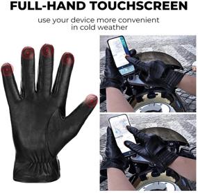 img 2 attached to Sheepskin Leather Driving Gloves with Fingers Touchscreen Compatibility