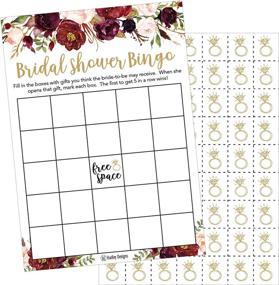 img 1 attached to 25 Pink Flower Bingo Game Cards for Bridal Shower, Bachelorette Party, and Wedding! Bulk Blank Squares for Personalized Fun, Perfect Bride and Couple Gift. Includes 25 Wedding Ring Bingo Chip Markers!