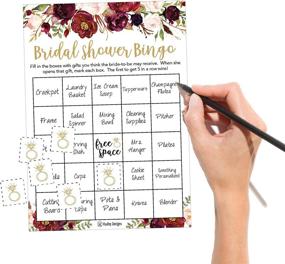 img 3 attached to 25 Pink Flower Bingo Game Cards for Bridal Shower, Bachelorette Party, and Wedding! Bulk Blank Squares for Personalized Fun, Perfect Bride and Couple Gift. Includes 25 Wedding Ring Bingo Chip Markers!