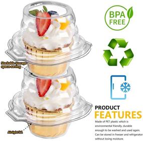 img 1 attached to 🧁 FoodieJoy 60 Pack Stackable Cupcake Containers - Deep Dome, BPA-Free, Clear Plastic - Single Compartment, Disposable Carrier Holder Box - Bulk Count