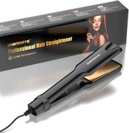 🔥 shenmate professional titanium flat iron hair straightener: digital lcd, dual voltage, instant heat - 1.75 inch wide black logo