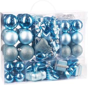 img 3 attached to Shatterproof Light Blue/Silver BRUBAKER 77-Piece Christmas Tree Ornaments