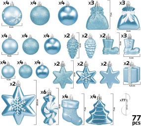 img 2 attached to Shatterproof Light Blue/Silver BRUBAKER 77-Piece Christmas Tree Ornaments