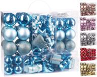 shatterproof light blue/silver brubaker 77-piece christmas tree ornaments logo
