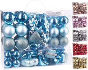 img 4 attached to Shatterproof Light Blue/Silver BRUBAKER 77-Piece Christmas Tree Ornaments