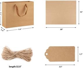 img 3 attached to 🎁 EUSOAR 3in1 Kraft Paper Bags, Tags & Tissue Paper Combo - 8.6x3.9x7.1", 25 Kraft Bags, 100 Tissue Paper, 100 Kraft Tags - Handmade Kraft Paper Packaging Favor