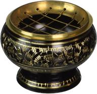 india small decorative brass charcoal screen incense burner with wooden coaster by new age imports, inc. логотип