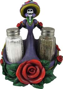 img 4 attached to World of Wonders Catrina Figurine: Day of the Dead Spice Holder and Sugar Skulls Salt and Pepper Shakers - 6 inch