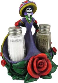 img 2 attached to World of Wonders Catrina Figurine: Day of the Dead Spice Holder and Sugar Skulls Salt and Pepper Shakers - 6 inch