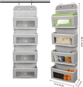 img 3 attached to 📦 Hanging Storage Box with Transparent Windows - 4-pocket Grey Organizer Systems for Books, Hats, Clothes, Towels, Toys"