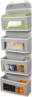 📦 hanging storage box with transparent windows - 4-pocket grey organizer systems for books, hats, clothes, towels, toys" logo