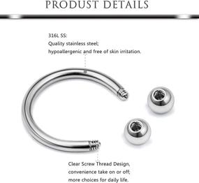 img 3 attached to 💎 Hoeudjo 24PCS 16G Spiral Barbell Surgical Steel Twist Cartilage Helix Tragus Earring Lip Eyebrow Labret Hoop Rings Piercing Jewelry: Stylish and Versatile Collection for Women and Men