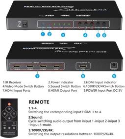 img 1 attached to 📺 Iseebiz 4K HDMI Мульти-Вьювер, 4K@30Hz 2K@60Hz Разделитель Экрана HDMI со звуковым переключателем - 4 на 1, плавное игровое произведение, Выставочный зал, Видео-встреча, Наблюдение, Показ в Торговом Центре и многое другое