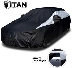 img 3 attached to 🚗 Jet Black Lightweight Car Cover for Camry, Mustang, Accord, and More - 200 Inches Waterproof Cover with 7ft Cable and Lock, Driver-Side Zippered Opening.