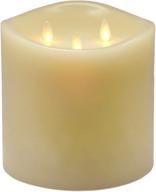 🕯️ aglary large 6”x 6" battery operated pillar candles - 3 moving wick electric candles with remote control, timer function, vanilla scent - ivory glow логотип