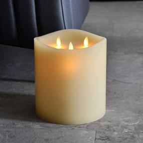 img 3 attached to 🕯️ AGLARY Large 6”x 6" Battery Operated Pillar Candles - 3 Moving Wick Electric Candles with Remote Control, Timer Function, Vanilla Scent - Ivory Glow