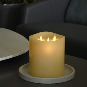 img 1 attached to 🕯️ AGLARY Large 6”x 6" Battery Operated Pillar Candles - 3 Moving Wick Electric Candles with Remote Control, Timer Function, Vanilla Scent - Ivory Glow