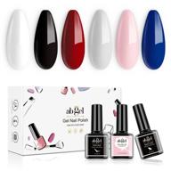 💅 6-piece classic color gel polish set - soak off uv led nail design 2021, includes base gel, glossy top coat - black, red, pink, and white gel nail polish kit logo