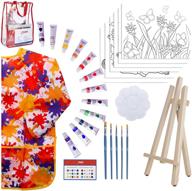 🎨 premium girls' art set: 28-piece acrylic painting kit with bag, 12 washable paints, scratch-free easel, canvases, brushes, palette logo