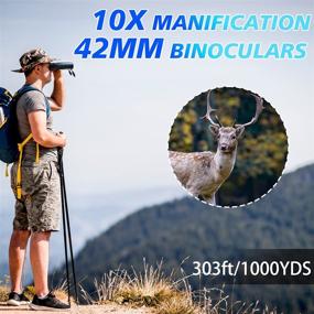 img 3 attached to 👀 High Power Compact Binoculars for Adults - 10X42, Ideal for Bird Watching, Hunting, Travel, Stargazing, Sports - BAK4 Roof Prism & FMC Lens - Waterproof - Includes Phone Adapter and Carrying Case