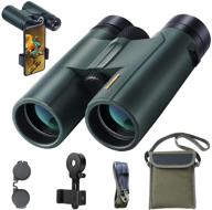 👀 high power compact binoculars for adults - 10x42, ideal for bird watching, hunting, travel, stargazing, sports - bak4 roof prism & fmc lens - waterproof - includes phone adapter and carrying case logo