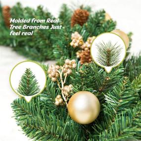img 2 attached to 🎄 9 FT Battery Operated Prelit Christmas Garland: Festive Xmas Greenery with Pine Cones, Timer, and 50 Warm Lights for Indoor and Outdoor Holiday Decoration