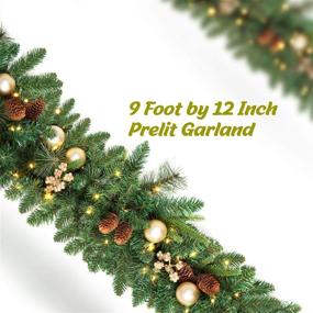 img 3 attached to 🎄 9 FT Battery Operated Prelit Christmas Garland: Festive Xmas Greenery with Pine Cones, Timer, and 50 Warm Lights for Indoor and Outdoor Holiday Decoration