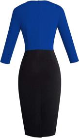 img 2 attached to HOMEYEE Women's Colorblock Sheath Pencil Church Dress B463, with 3/4 Sleeves