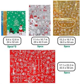 img 1 attached to 🎁 Праздничные фольгированные пакеты для подарков с атласной лентой, 30 штук рождественских упаковок "Милар" - Мешочки для упаковки подарков на Рождество - большие, средние и маленькие размеры.