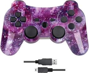 img 1 attached to 🎮 Wireless Game Controller for Playstation 3 - Nuilhpn Dual-Vibration Joysticks with Charging Cord (Galaxy)