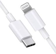 🔌 suswillhit 6фт apple mfi сертифицированный usb c к lightning кабель - быстрая зарядка power delivery для iphone 12/12 mini/12 pro/12 pro max/11 pro/11 pro max/x/xs/xr/xs max/8/8 plus/ipad/airpods (белый) логотип