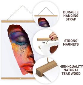 img 3 attached to 🖼️ Dacri Home 24-Inch Wide Magnetic Poster Frame Hanger for 24x36/24x18 Art Prints - Easy Hanging Wood Frame for Maps, Pictures, Canvas Prints, and Scrolls (Teak Finish)