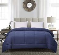 🛏️ blue ridge home fashions two-tone reversible microfiber down alternative all season comforter - full/queen size - navy/light blue - hypoallergenic polyester fill logo