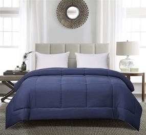 img 4 attached to 🛏️ Blue Ridge Home Fashions Two-Tone Reversible Microfiber Down Alternative All Season Comforter - Full/Queen Size - Navy/Light Blue - Hypoallergenic Polyester Fill