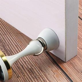 img 1 attached to 🚪 Alise Magnetic Door Stop: Heavy Duty Holder Catch, Screw Mount in White and Gold Finish