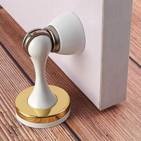 img 2 attached to 🚪 Alise Magnetic Door Stop: Heavy Duty Holder Catch, Screw Mount in White and Gold Finish