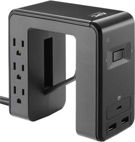 img 2 attached to 💡 APC PE6U21 Desk Mount Power Station - U-Shaped Surge Protector with USB Ports (3), Desk Clamp, 6 Outlet, 1080 Joules, Black