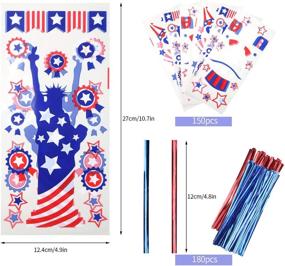 img 3 attached to DERAYEE 4th of July Cellophane Gift Bags, 150Pcs Patriotic Cello Candy Goodie Bags for Independence-Day Party Decorations with 180Pcs Twist Tie