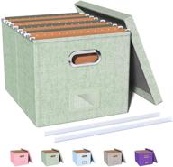 oterri file storage organizer box - filing box with lid | portable & durable hanging file box for letter/legal file folder storage | ideal for office, decor, and home | 1 pack - green (box only) логотип