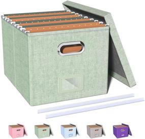 img 4 attached to Oterri File Storage Organizer Box - Filing Box with Lid | Portable & Durable Hanging File Box for Letter/Legal File Folder Storage | Ideal for Office, Decor, and Home | 1 Pack - Green (Box Only)