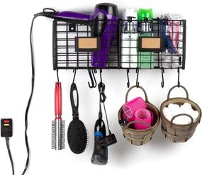 img 2 attached to 💇 Efficient Hair Products & Tool Storage: Wall35 Amalfi Bathroom Organizer with 10 Hooks, Black
