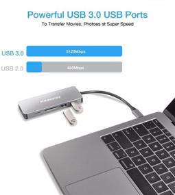 img 1 attached to USB C Hub Adapter - 5-in-1 with 4K HDMI, 2 USB 3.0 Ports, SD+Micro SD Card Reader - Compatible with MacBook Pro 2019/2018, iPad Pro, MacBook Air 2019/2018, and Other USB-C Devices - Gray