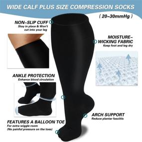 img 2 attached to 🧦 Plus Size Compression Socks: Wide Calf Support for Women & Men - 20-30 mmHg Knee High Stockings for Circulation Recovery