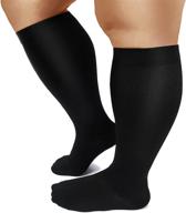 🧦 plus size compression socks: wide calf support for women & men - 20-30 mmhg knee high stockings for circulation recovery логотип