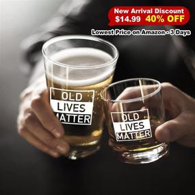 img 3 attached to 🥃 Vivimee Old Lives Matter: Hilarious Retirement & Birthday Gifts for Dad, Grandpa, or Senior Citizens - Set of 2 Beer Glasses & Whiskey Scotch Glasses