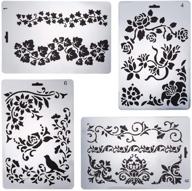 🌸 gorgecraft 4-piece mixed flower bird drawing stencils set - 10x 6.8 inch - plastic painting templates for arts crafts, journaling, scrapbooking, diary, wood decor logo